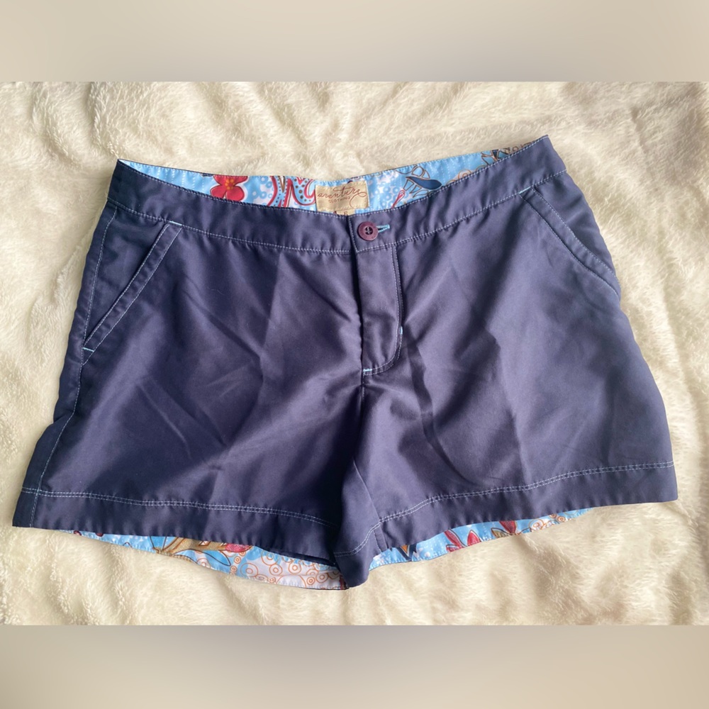 Aventura Clothing Board Shorts Womens Sz 6 Navy Blue Pockets Button Zip Closure